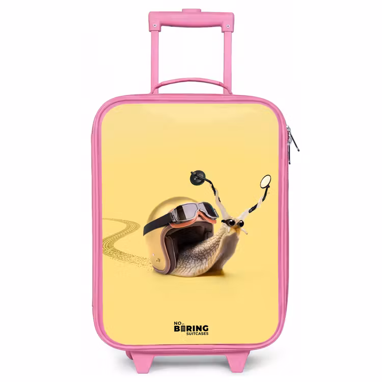 Kids’ Suitcase - Pink - Snail with motorcycle helmet — 1