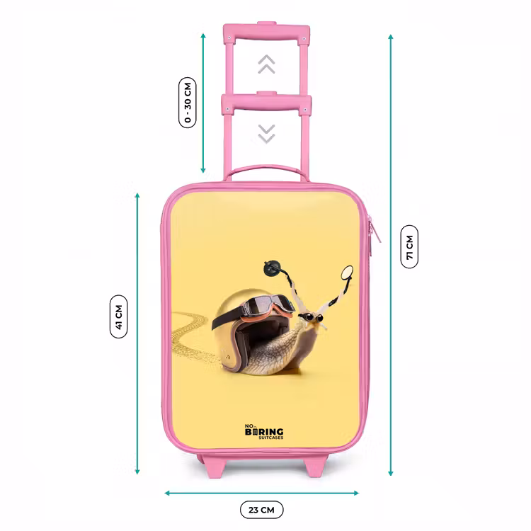 Kids’ Suitcase - Pink - Snail with motorcycle helmet — 5