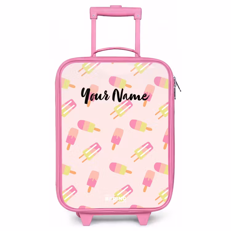 Kids’ Suitcase - Pink - Swirling water ices — 1
