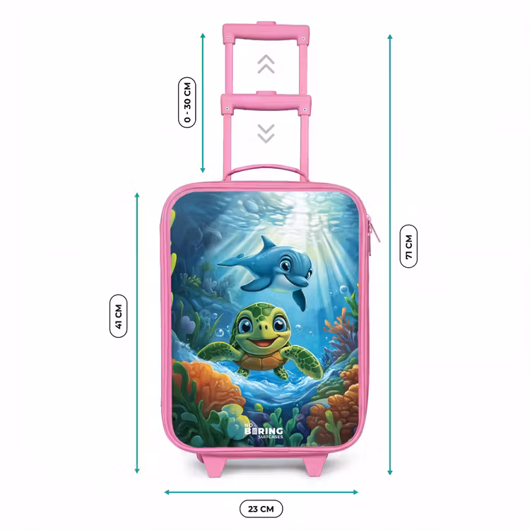 Kids’ Suitcase - Pink - Turtle and dolphin in blue ocean — 5