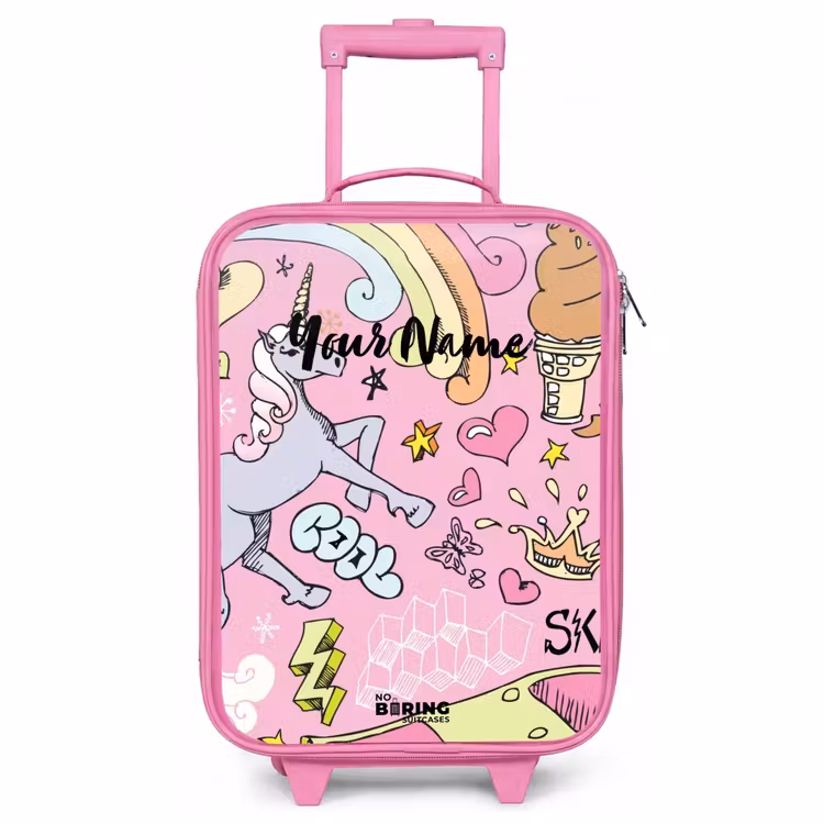 Kids’ Suitcase - Pink - Unicorn doodles — 1