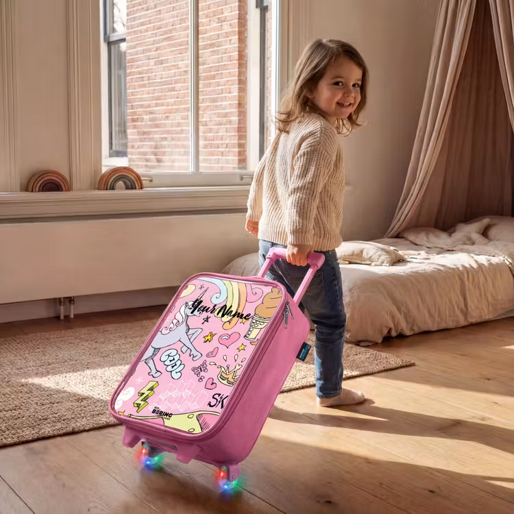 Kids’ Suitcase - Pink - Unicorn doodles — 3