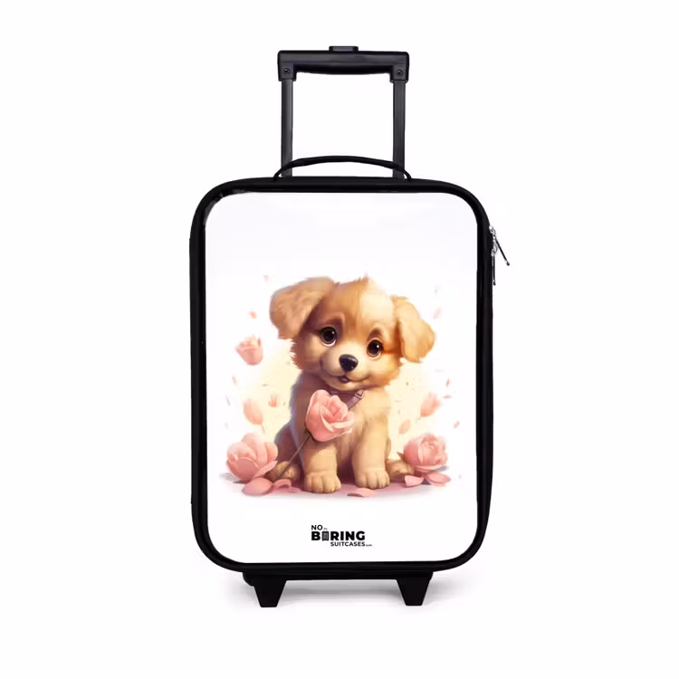 Kids’ Suitcase - Puppy with pink flowers — 1