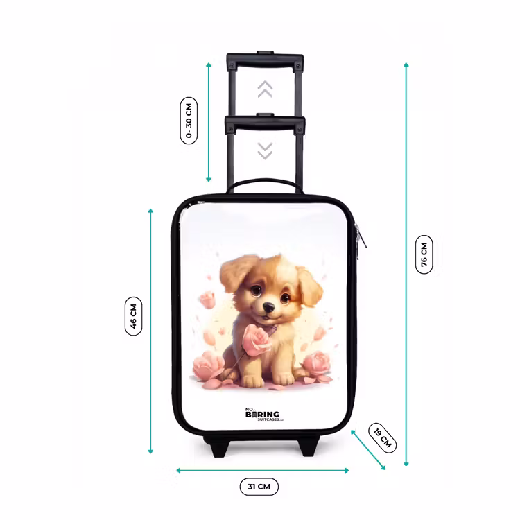Kids’ Suitcase - Puppy with pink flowers — 3