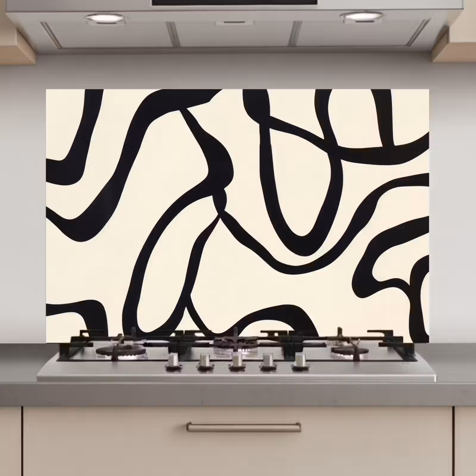 Kitchen Splashback - Abstract - Lines - Modern - Beige — 1