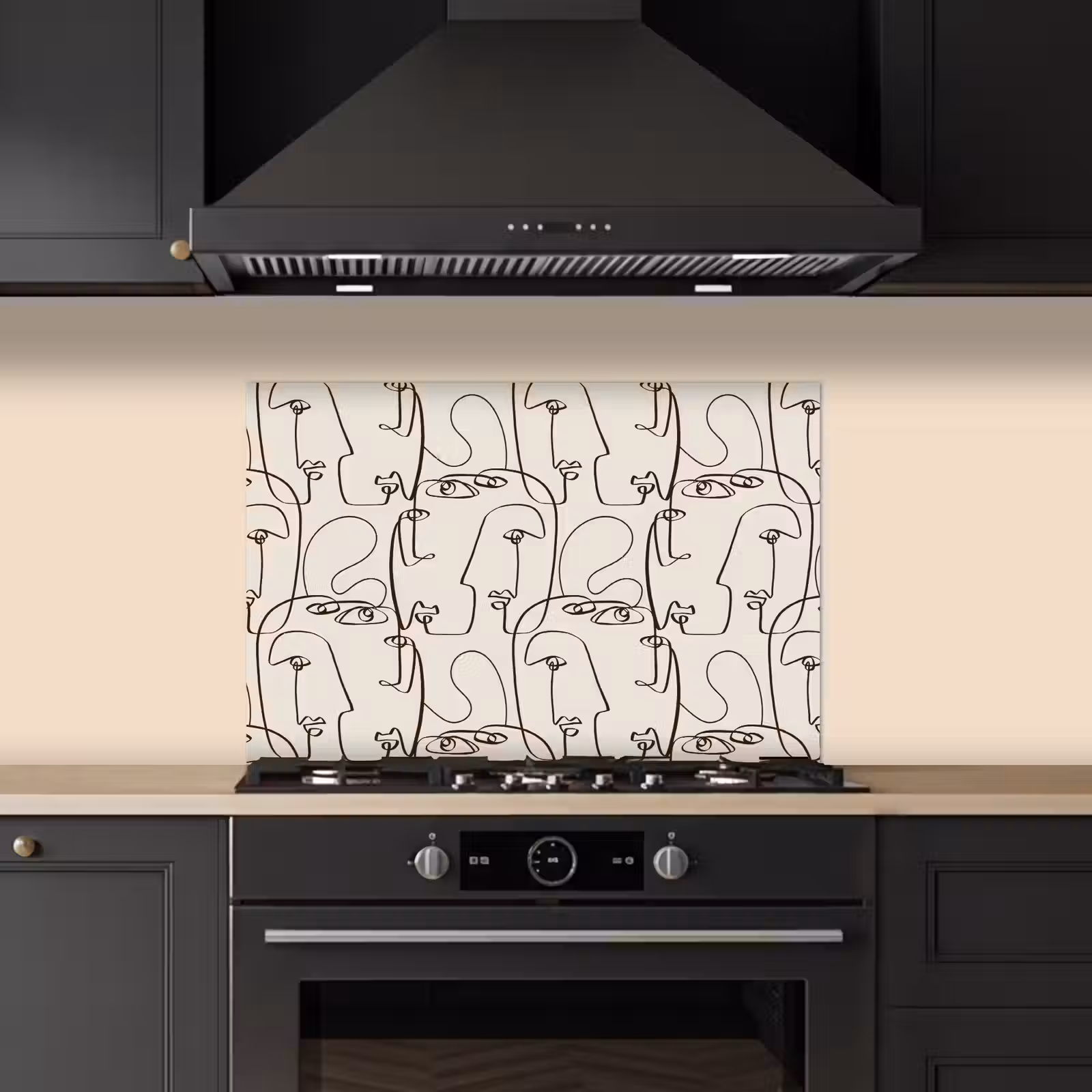 Kitchen Splashback - Beige - Face - Lines - Brown — 1