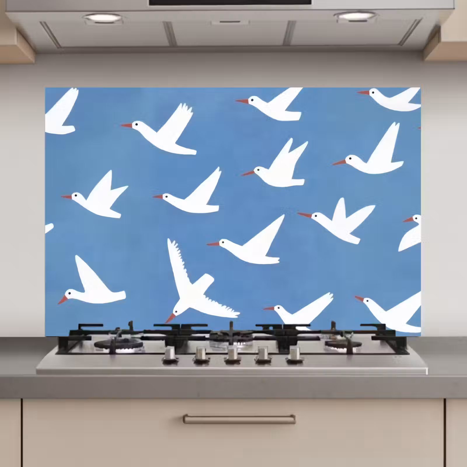 Kitchen Splashback - Birds - White - Pattern — 1