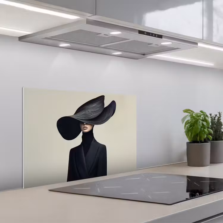 Kitchen Splashback - Black - Woman - Hat — 3