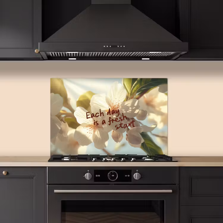 Kitchen Splashback - Blossoms - Sunlight - Quote - White — 2
