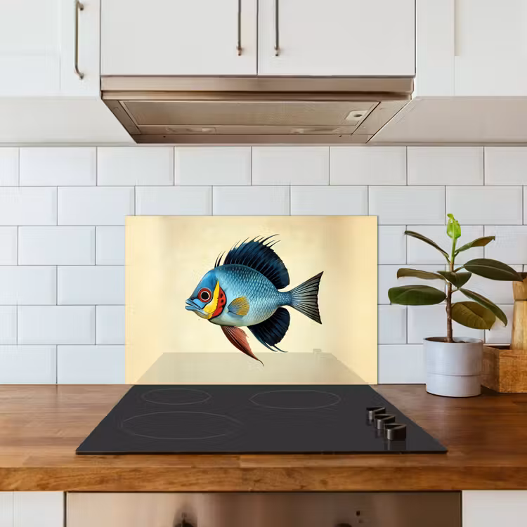 Kitchen Splashback - Blue - Gills - Fish - Illustration — 4