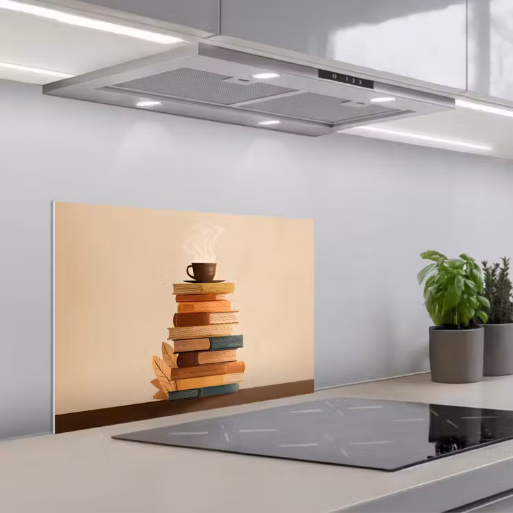 Kitchen Splashback - Books - Tower - Coffee - Beige — 3