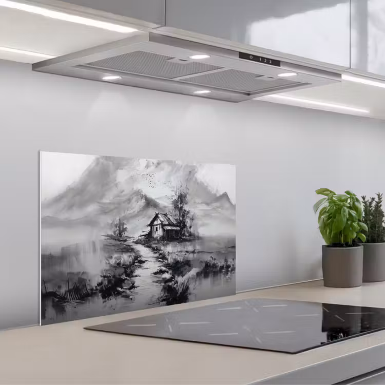 Kitchen Splashback - Cabin - Gray - Mountains - Misty — 3
