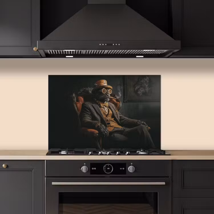 Kitchen Splashback - Cat - Suit - Orange - Cigar — 2