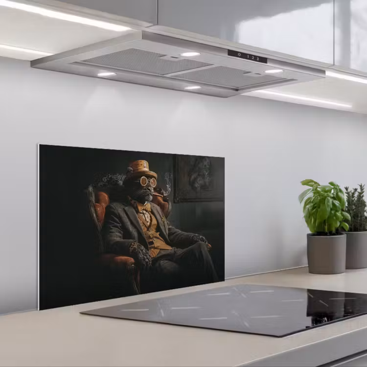 Kitchen Splashback - Cat - Suit - Orange - Cigar — 3