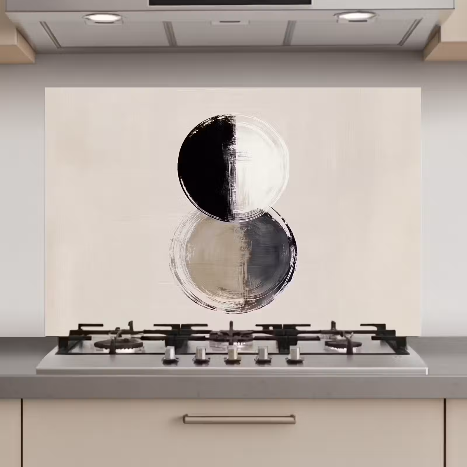 Kitchen Splashback - Circles - Stripes - Minimalist - Black — 1