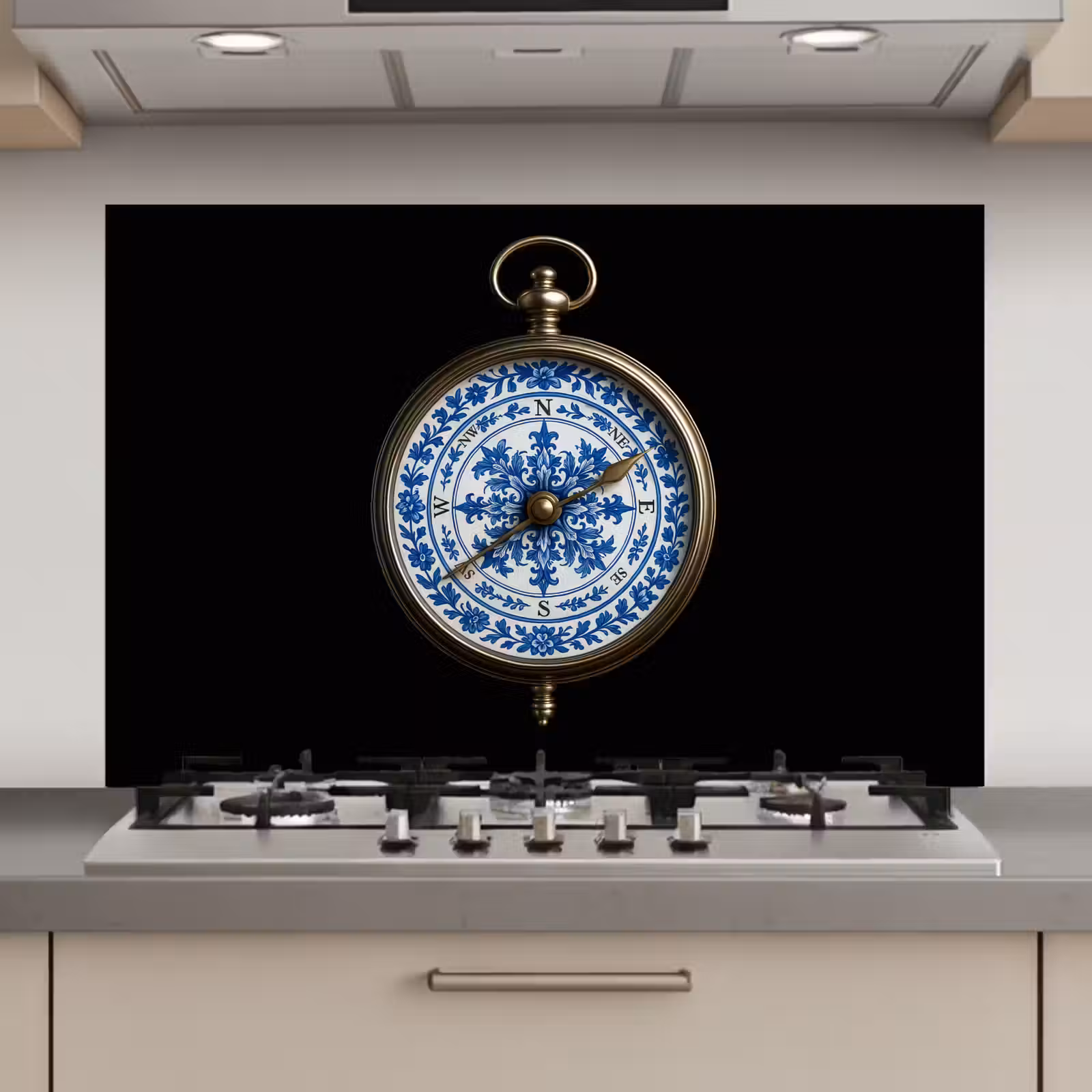 Kitchen Splashback - Compass - Delft blue - Black — 1