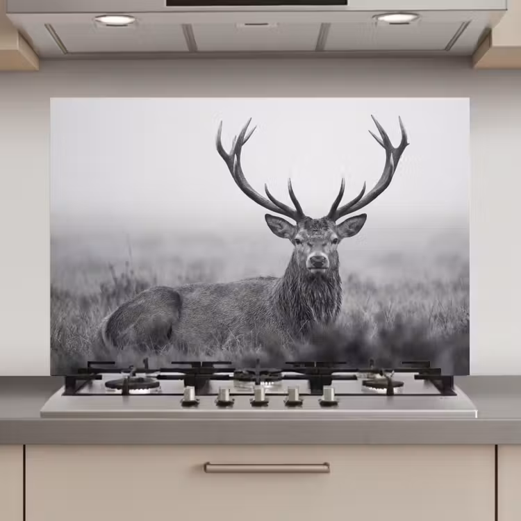 Kitchen Splashback - Deer - Foggy - Black - White — 1