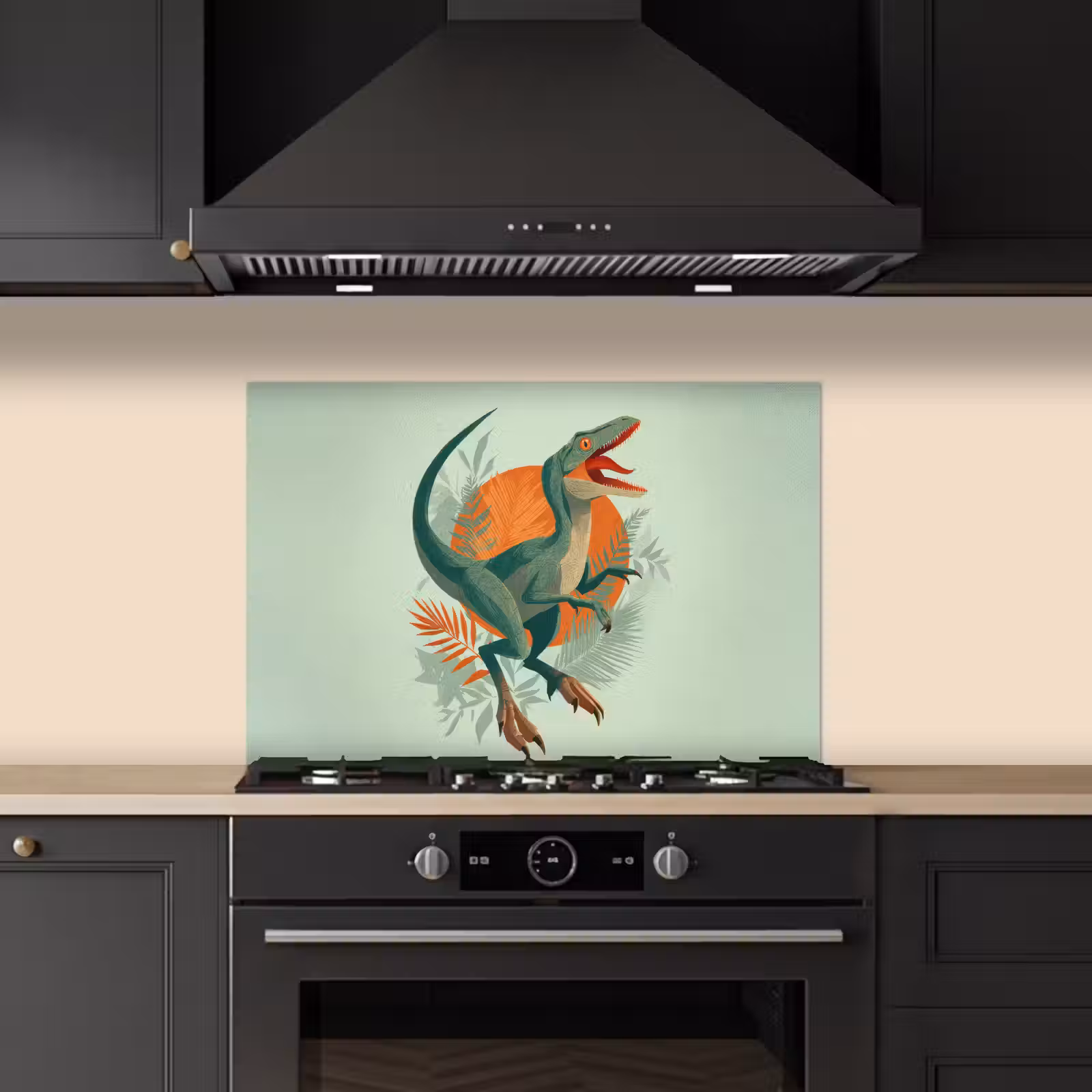 Kitchen Splashback - Dino - Leaves - Graphic - Green — 1