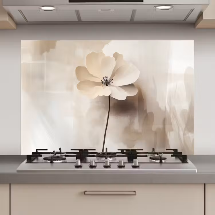 Kitchen Splashback - Flower - Beige - Paint - Shadow — 1