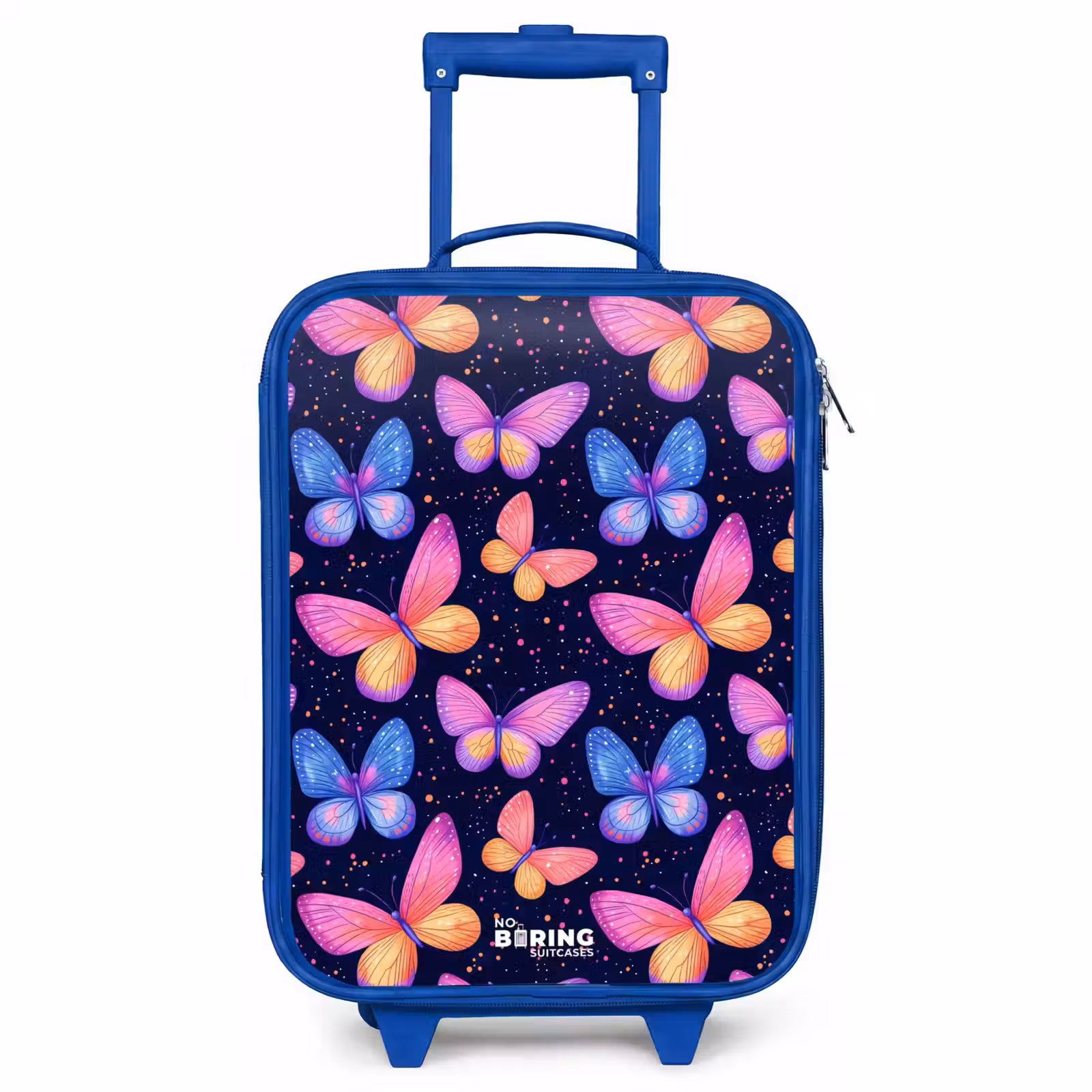 Kids’ Suitcase - Blue - Colorful butterflies in pink and blue — 1