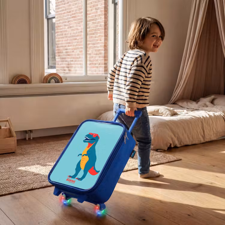 Kids’ Suitcase - Blue - Cool T. rex with sunglasses — 3