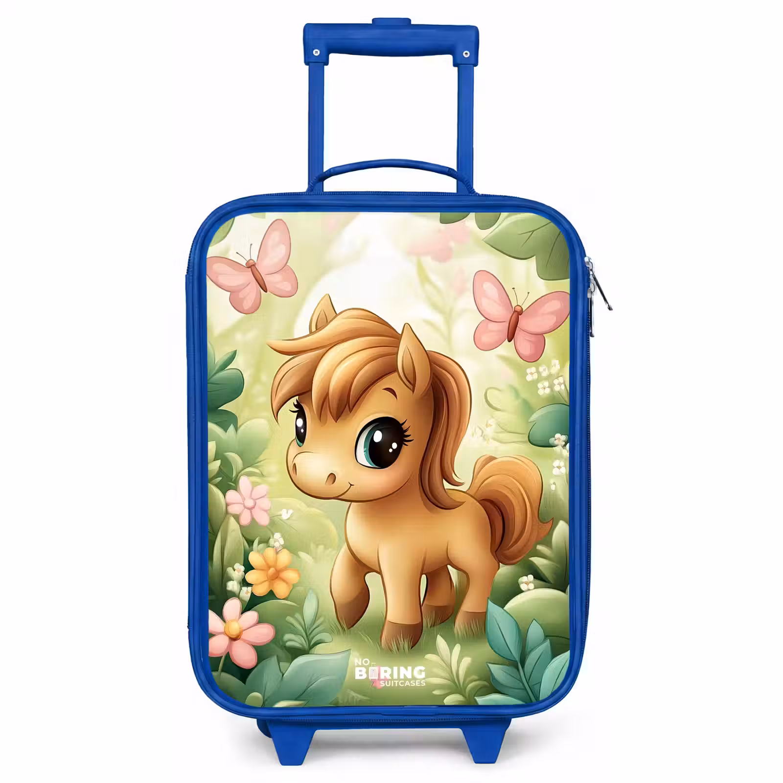 Kids’ Suitcase - Blue - Horse - Flowers - Butterflies — 1