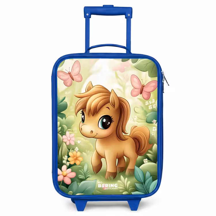Kids’ Suitcase - Blue - Horse - Flowers - Butterflies — 1