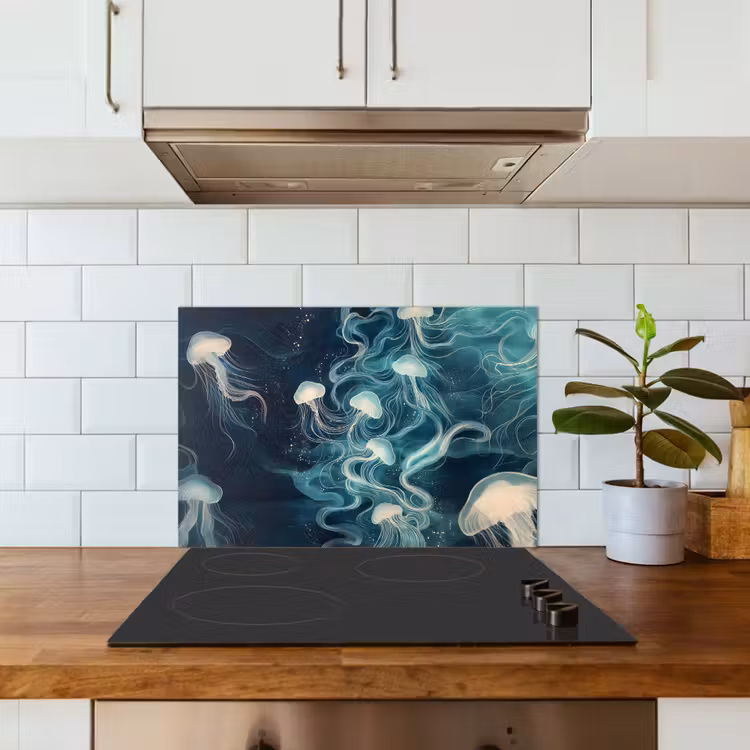Kitchen Splashback - Jellyfish - Sea - White - Waves — 4