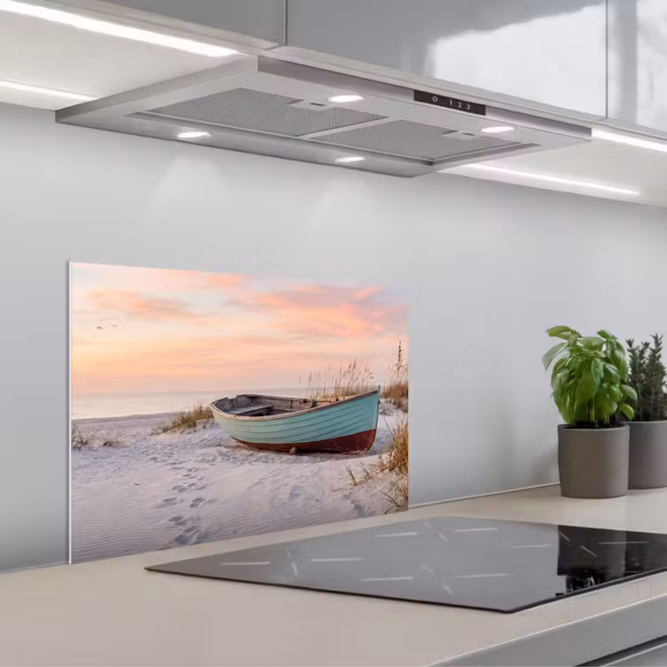 Kitchen Splashback - Rustic - Rowing boat - Sandy beach — 3