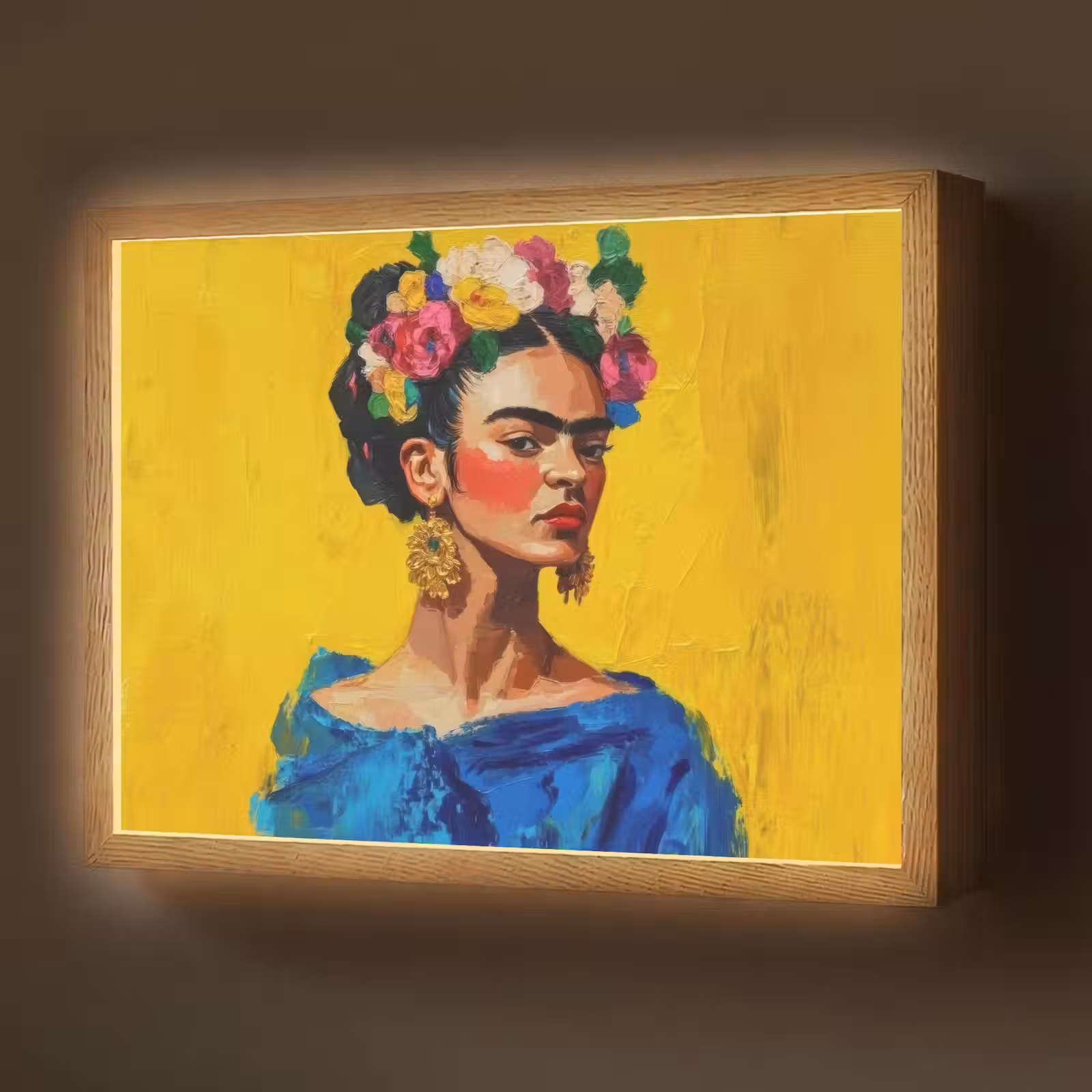 Lightbox - Frida Kahlo - Woman - Yellow - Blue - Flowers — 1