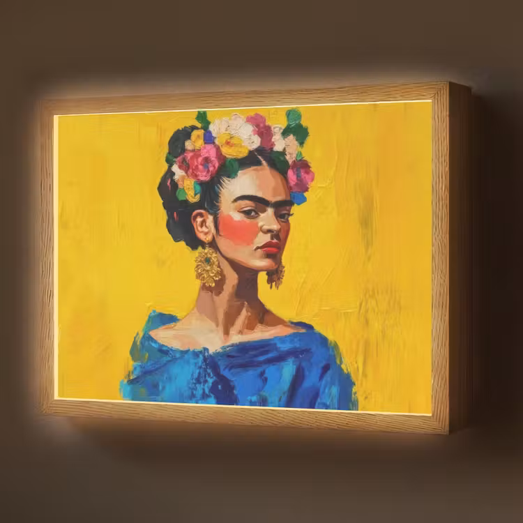 Lightbox - Frida Kahlo - Woman - Yellow - Blue - Flowers — 1