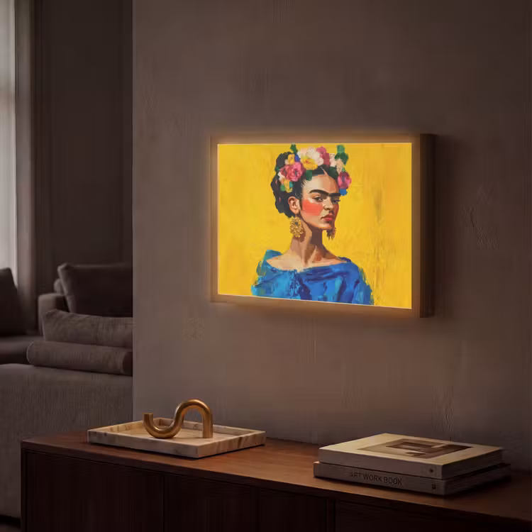Lightbox - Frida Kahlo - Woman - Yellow - Blue - Flowers — 2