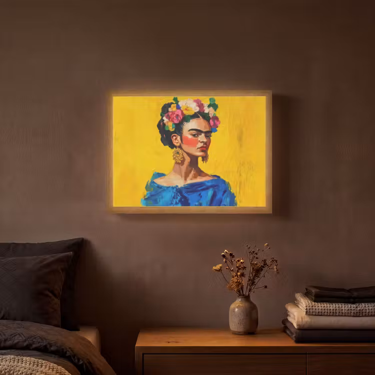 Lightbox - Frida Kahlo - Woman - Yellow - Blue - Flowers — 3