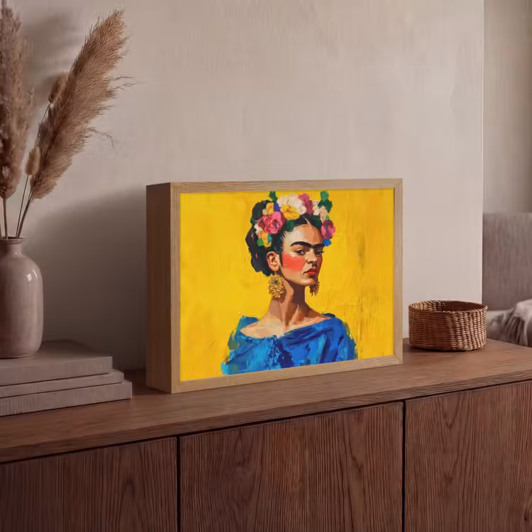 Lightbox - Frida Kahlo - Woman - Yellow - Blue - Flowers — 4