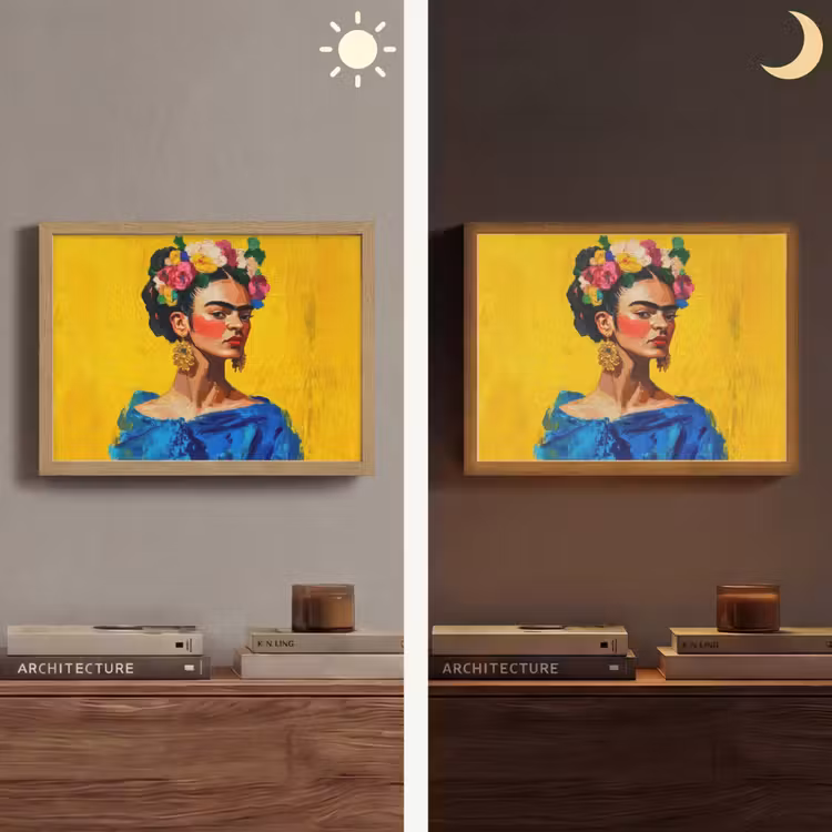 Lightbox - Frida Kahlo - Woman - Yellow - Blue - Flowers — 5