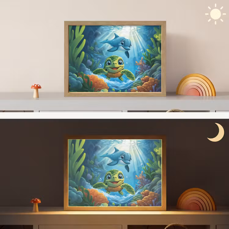 Lightbox - Kids' Wall Lamp - Turtle - Dolphin - Ocean — 5