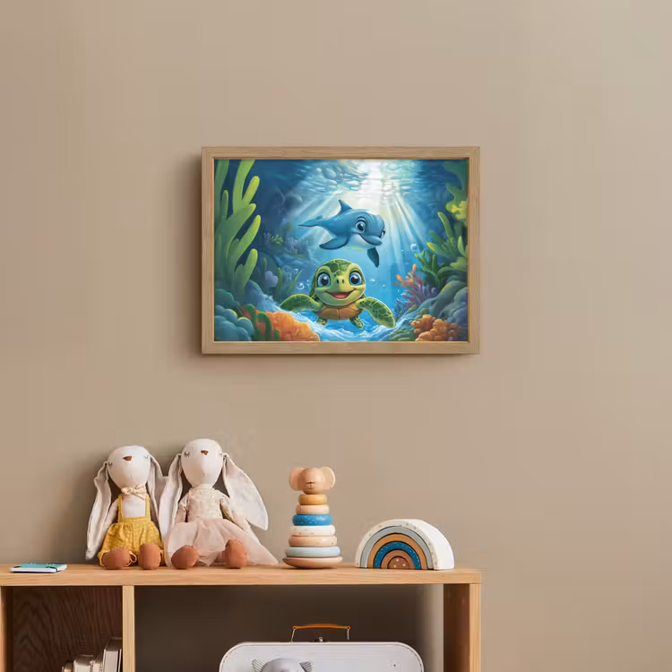 Lightbox - Kids' Wall Lamp with Name -. Turtle - Dolphin - Ocean — 3