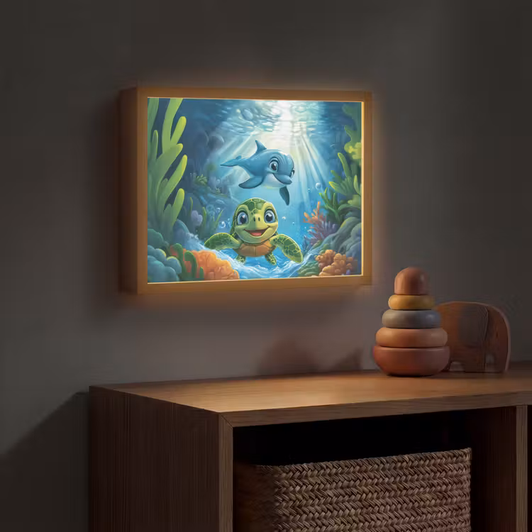 Lightbox - Kids' Wall Lamp with Name -. Turtle - Dolphin - Ocean — 4
