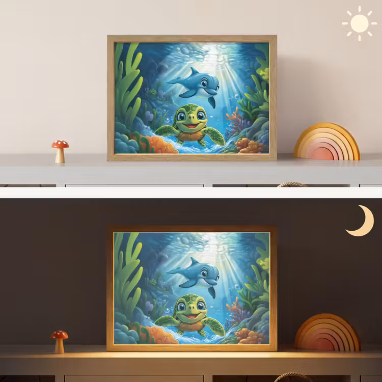 Lightbox - Kids' Wall Lamp with Name -. Turtle - Dolphin - Ocean — 5