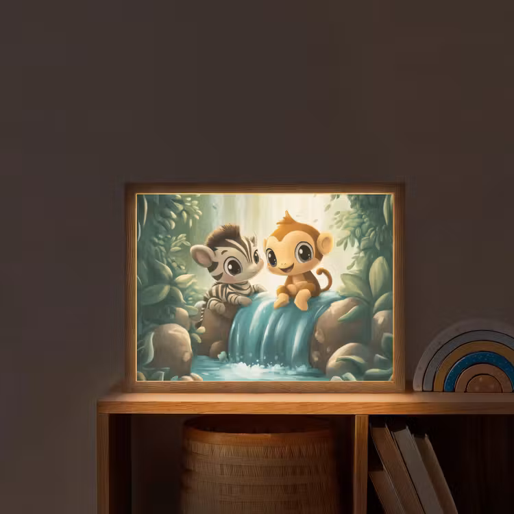 Lightbox - Kids' Wall Lamp - Zebra - Monkey - Cartoon - Waterfall — 2