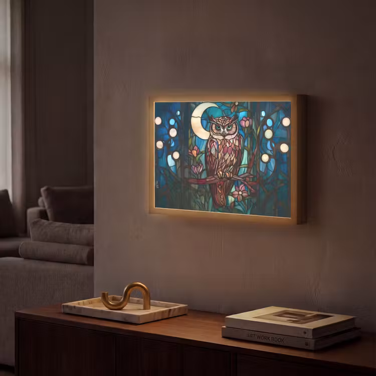 Lightbox - Owl - Mosaic - Moon - Night — 2