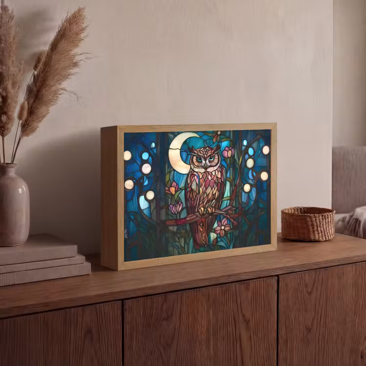 Lightbox - Owl - Mosaic - Moon - Night — 4