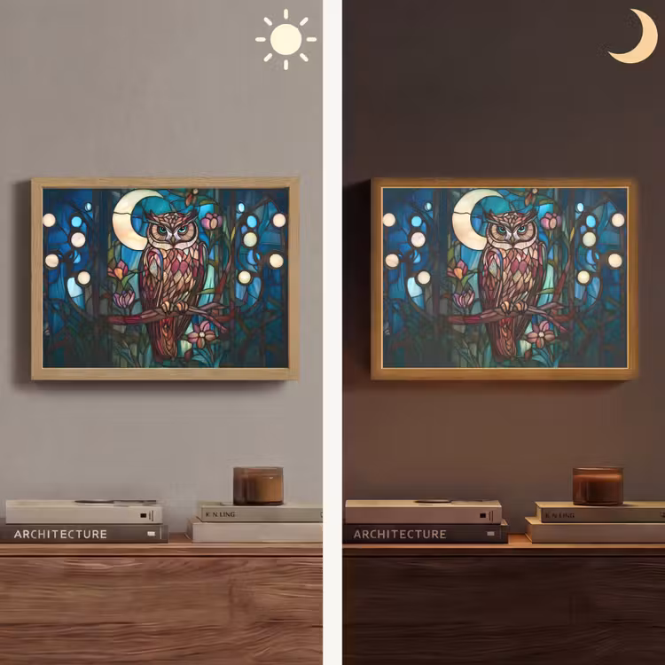 Lightbox - Owl - Mosaic - Moon - Night — 5