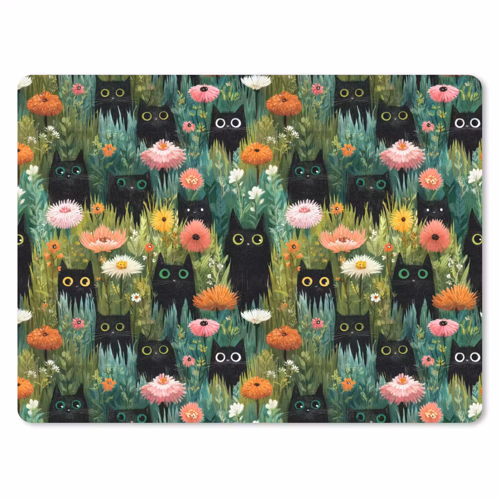 Mouse Pad - Cats - Flowers - Colorful — 1