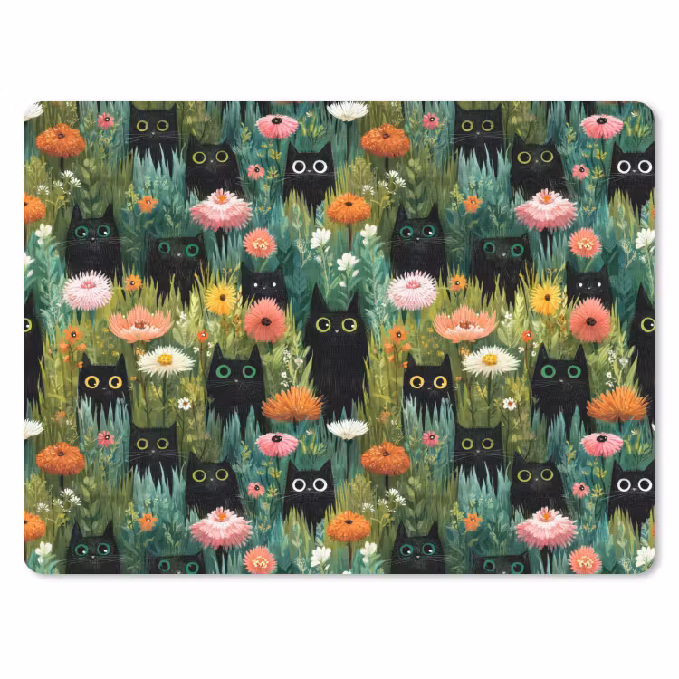 Mouse Pad - Cats - Flowers - Colorful — 1