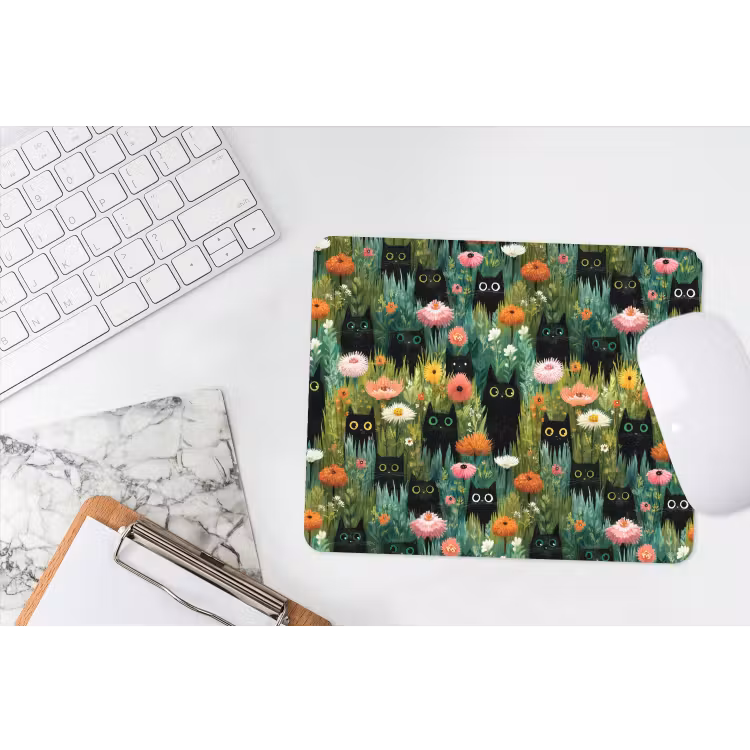 Mouse Pad - Cats - Flowers - Colorful — 2