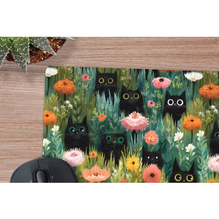 Mouse Pad - Cats - Flowers - Colorful — 4