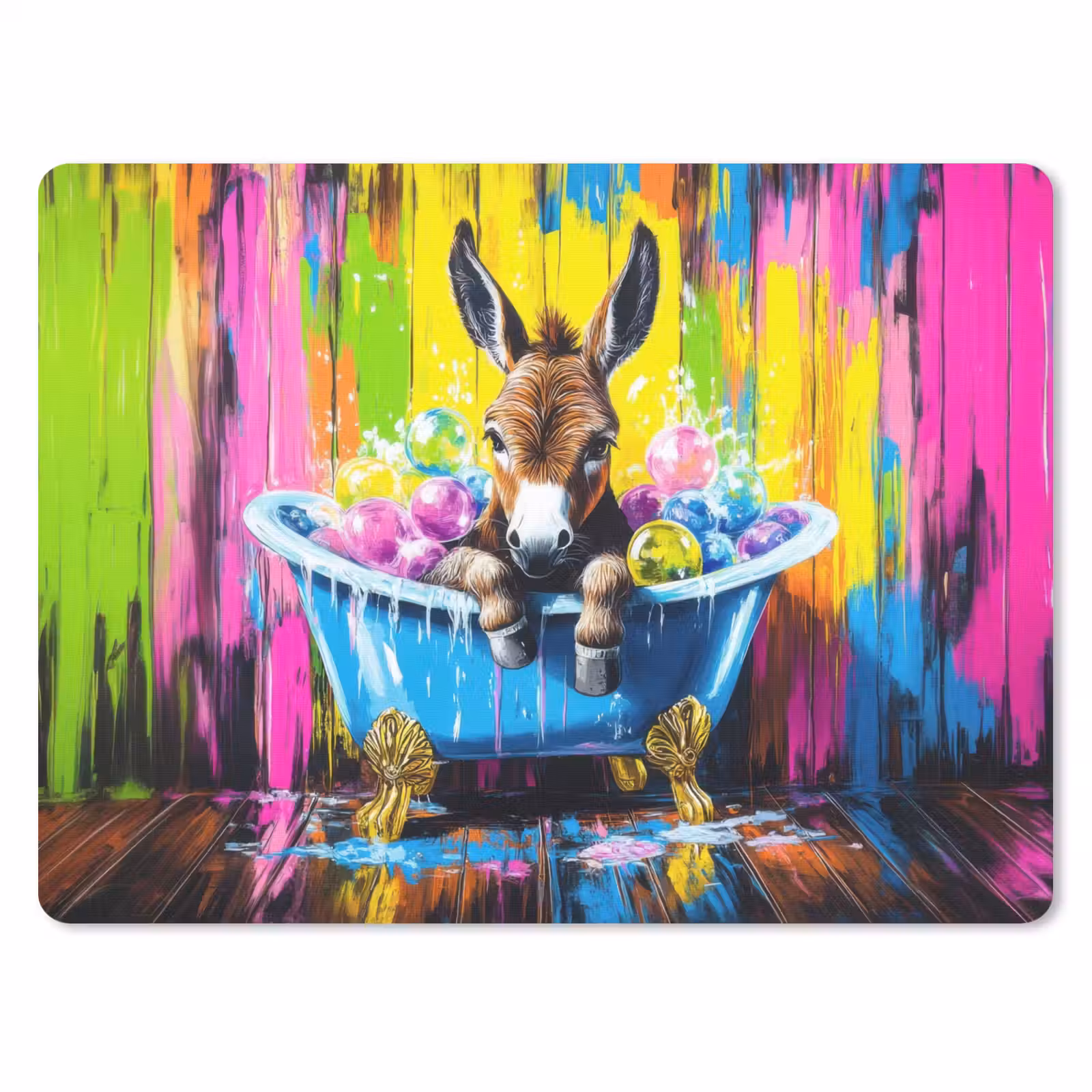 Mouse Pad - Donkey - Bathtub - Pink - Foam — 1
