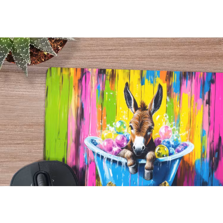 Mouse Pad - Donkey - Bathtub - Pink - Foam — 4