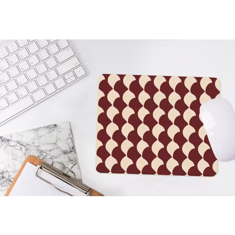 Mouse Pad - Red - Tile pattern - Cream — 2